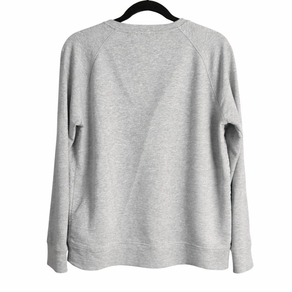 L.L.Bean Lace Panel Sweatshirt Heather Gray Raglan Pullover Women's Size Medium - Picture 3 of 6